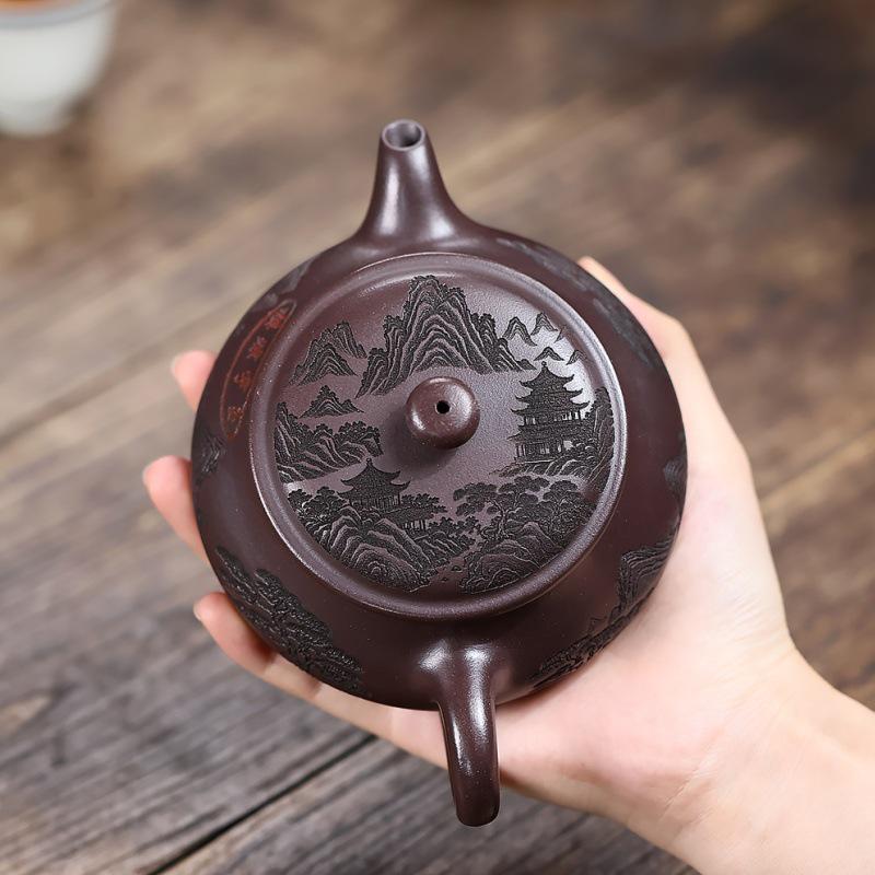 Minglu Yixing Zisha Teapot - Handmade Original Ore Yellow Clay by Famous Artist. Exquisite and Elegant Utensil.