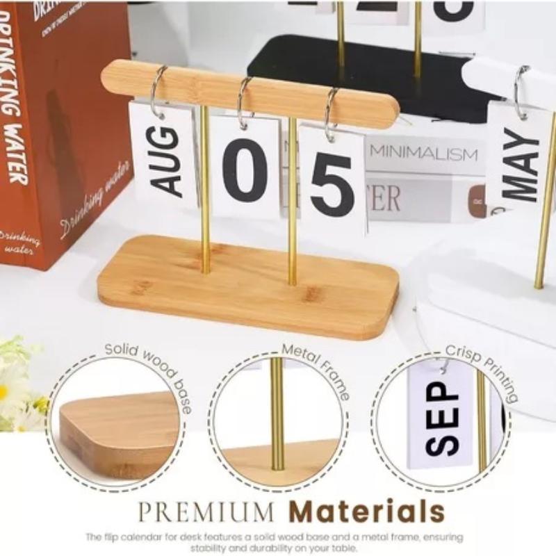 1Pcs Reusable Flip Calendar Desk Perpetual Calendar Minimalist Decorative Display Stand English Numeral Calendar Ornament