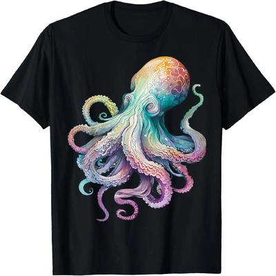 Camiseta Feminina Novidade Polvo Amante da Praia Animal Marinho Graphic