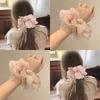 Korean Style Pink Chiffon Lace Pearl Scrunchie Oversized Gentle Hair Tie for Women