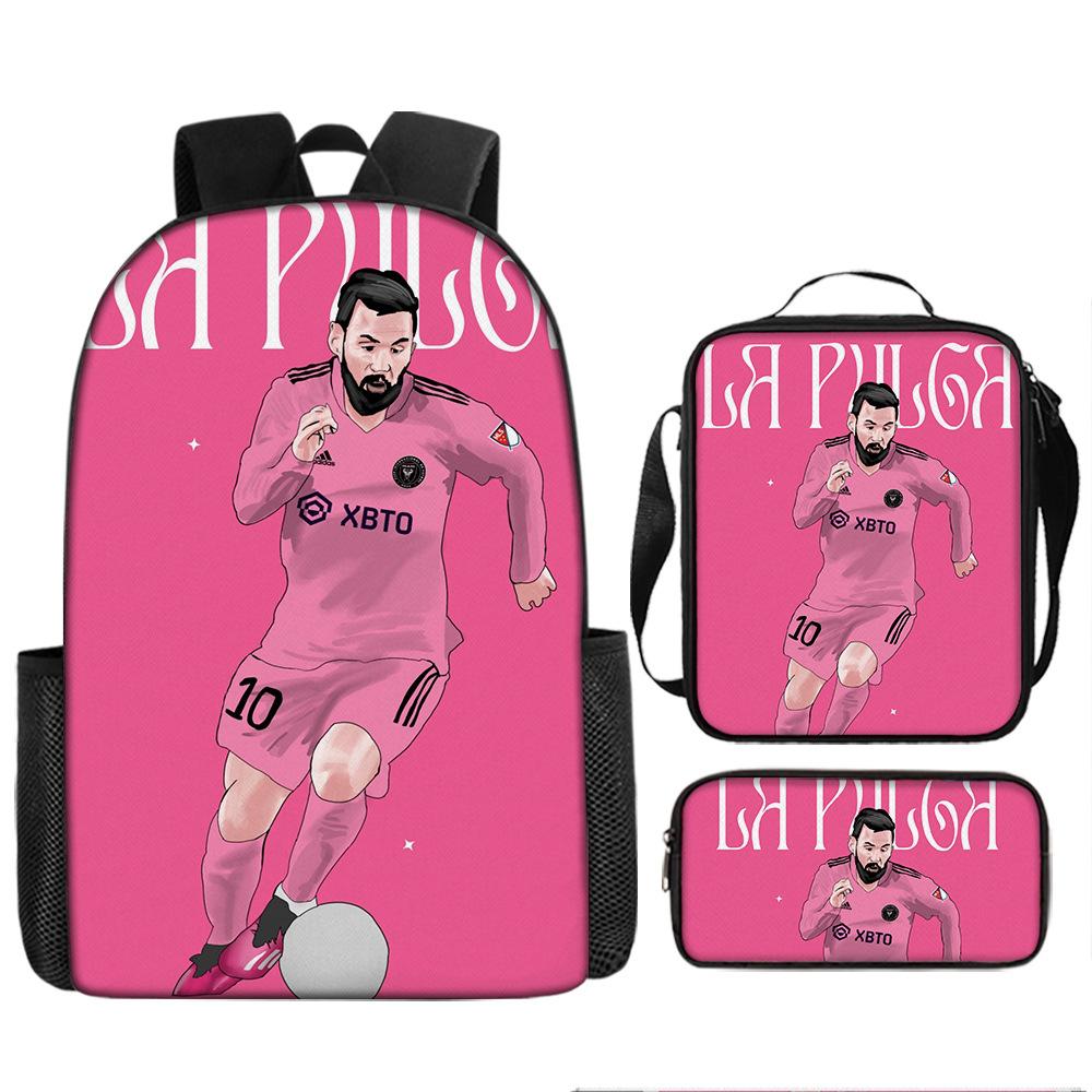 Football Schoolbag Three-Piece Backpack Pencil Bag Satchel Package Primary And Secondary School Students Schoolbag