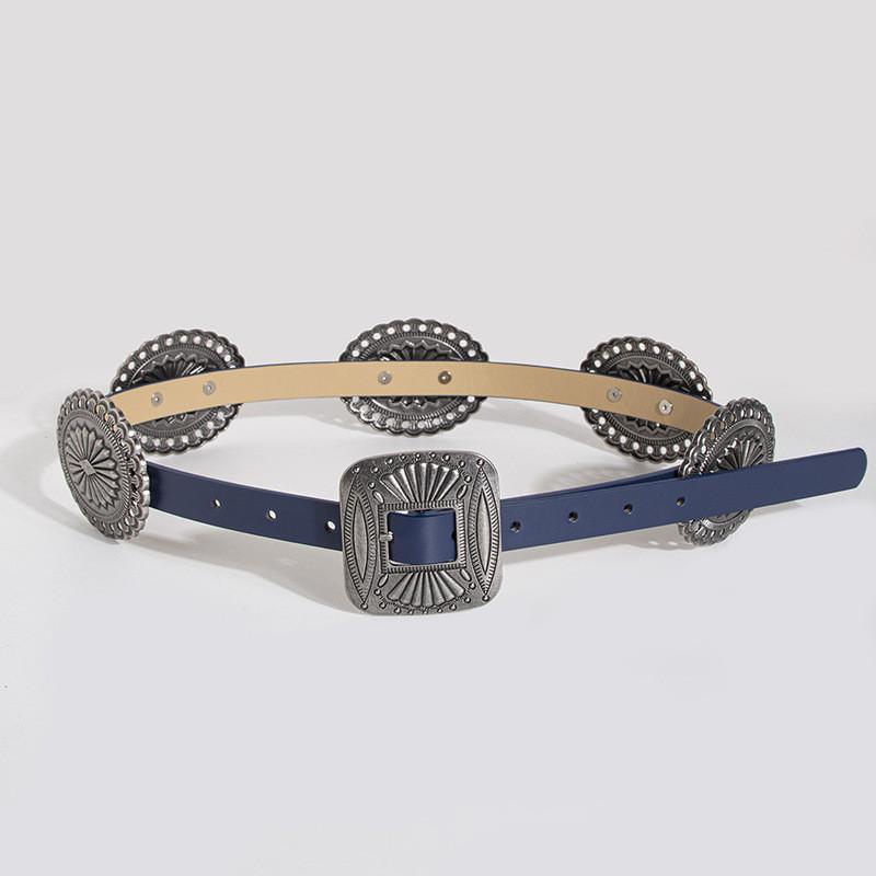Vintage Western Style Waist Belt Handmade Alloy Buckle For Ladies Daily Wear