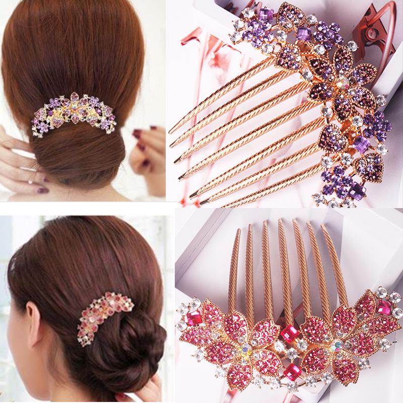 Μεταλλική Χτένα Μαλλιών με Επτά Δόντια και Στρας και Φουρκέτα - Κορεατικό Στυλ