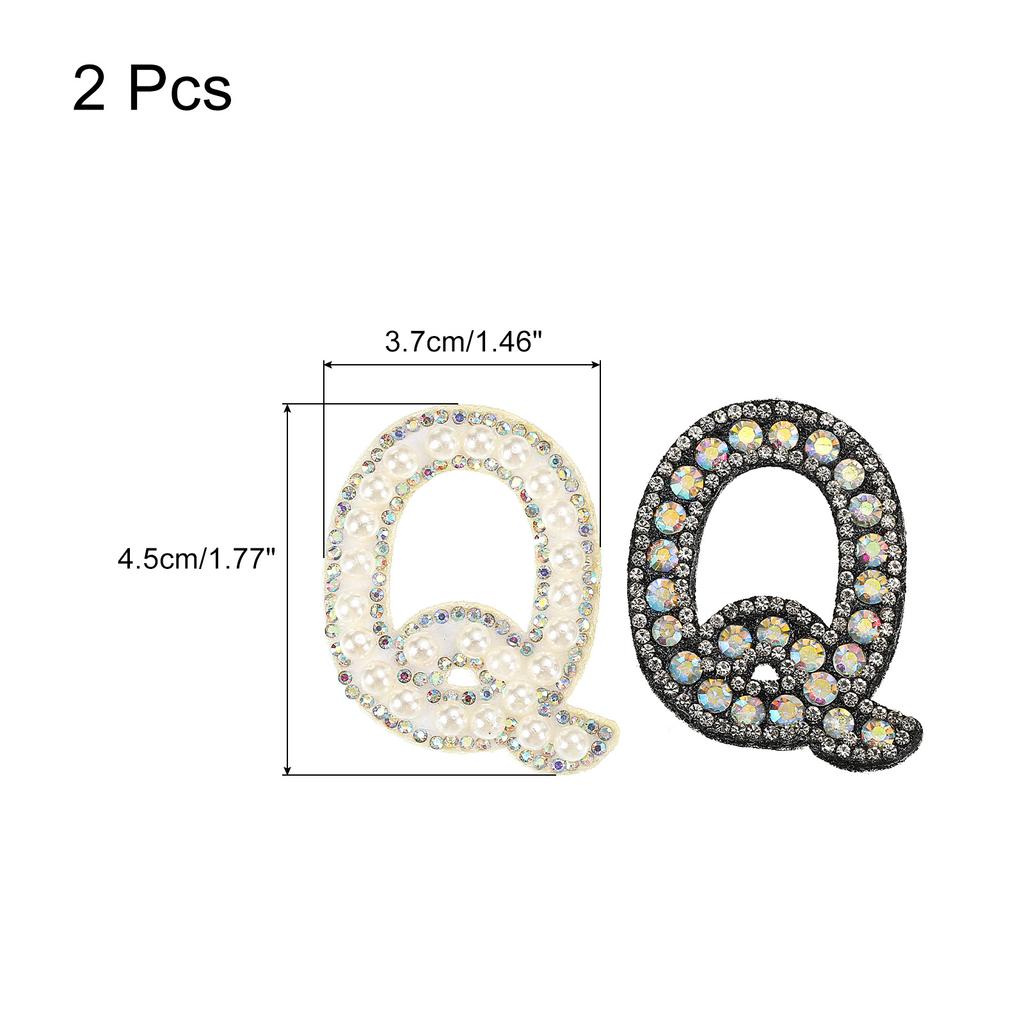 2pcs Iron On Patch Decorative Glitter Pearl Applique Rhinestone English Letter for Clothes Applique DIY Handmade Bag Hat Jeans