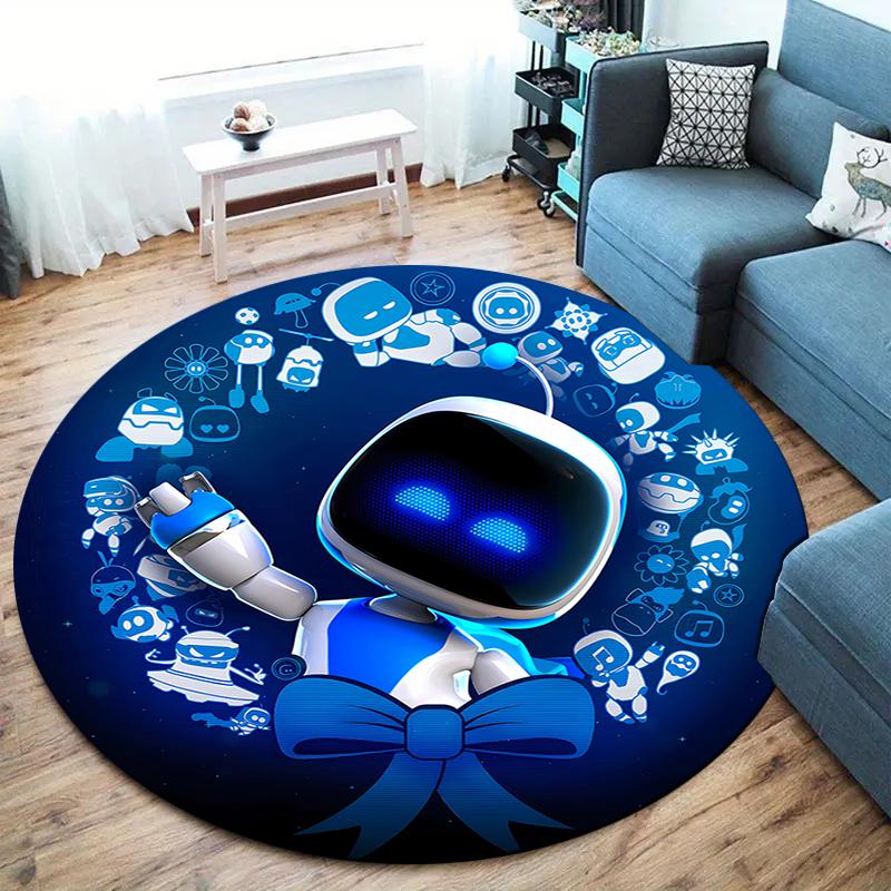 ASTRO BOT Runder Teppich, Teppich für Wohnzimmer Schlafzimmer Sofa Spielzimmer Dekoration, Rutschfeste Bodenmatte