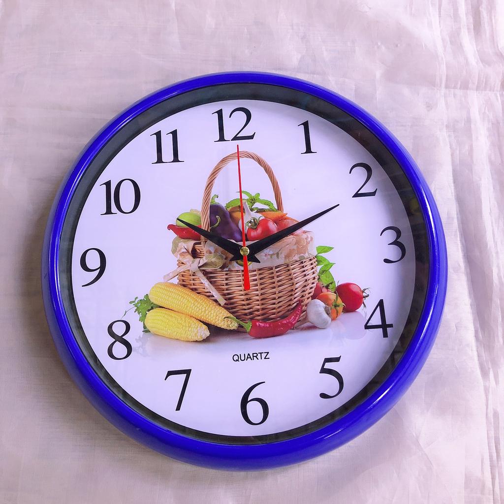 Wall clock household clock fruit cartoon digital simple round arc edge 26cm wall clock