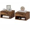 Set Of Two Floating Bedside Tables Rustic Brown