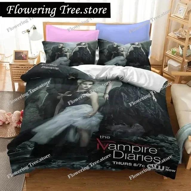The Vampire Diaries Print Bedding Set 3D Character Duvet Cover Set With Pillowcase Twin Full Queen King Bedclothes