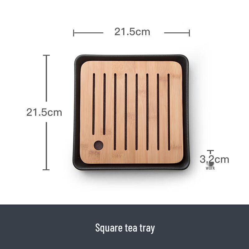 Nanshan Xiansheng Black Pottery Square Tea Tray