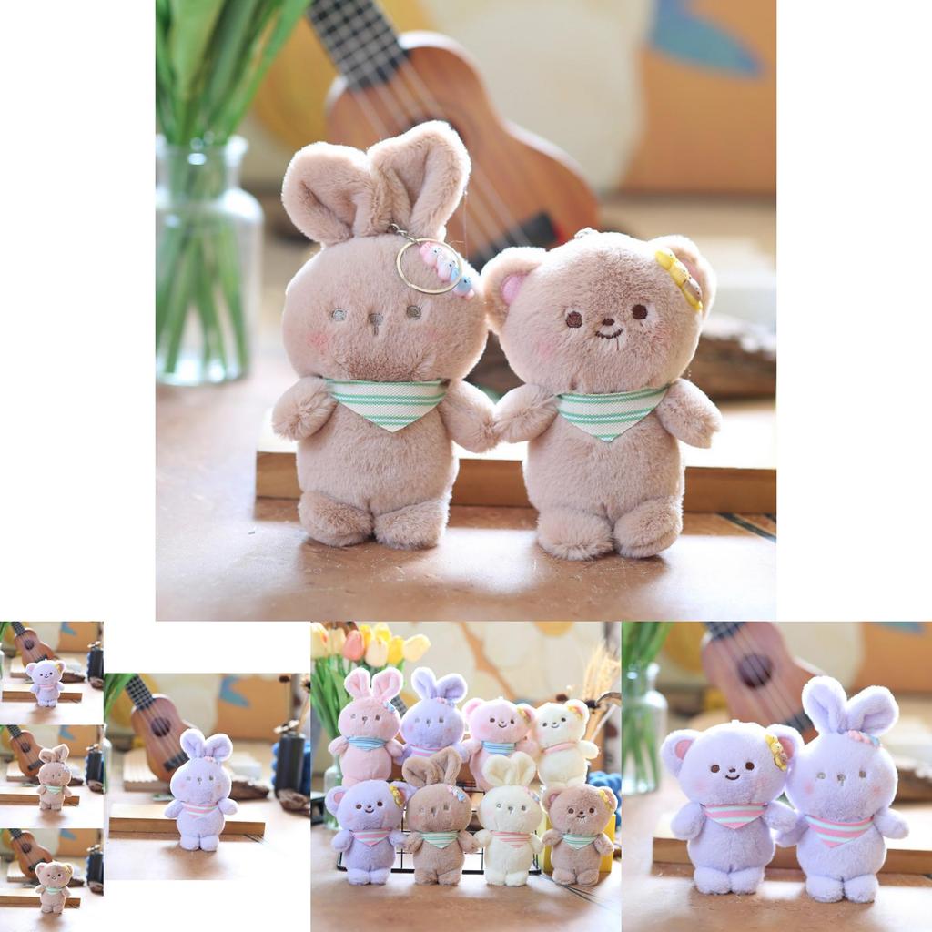 Cute Bunny Plush Keychain Ultra-soft Short Plush Stuffed Animal Backpack Accessory