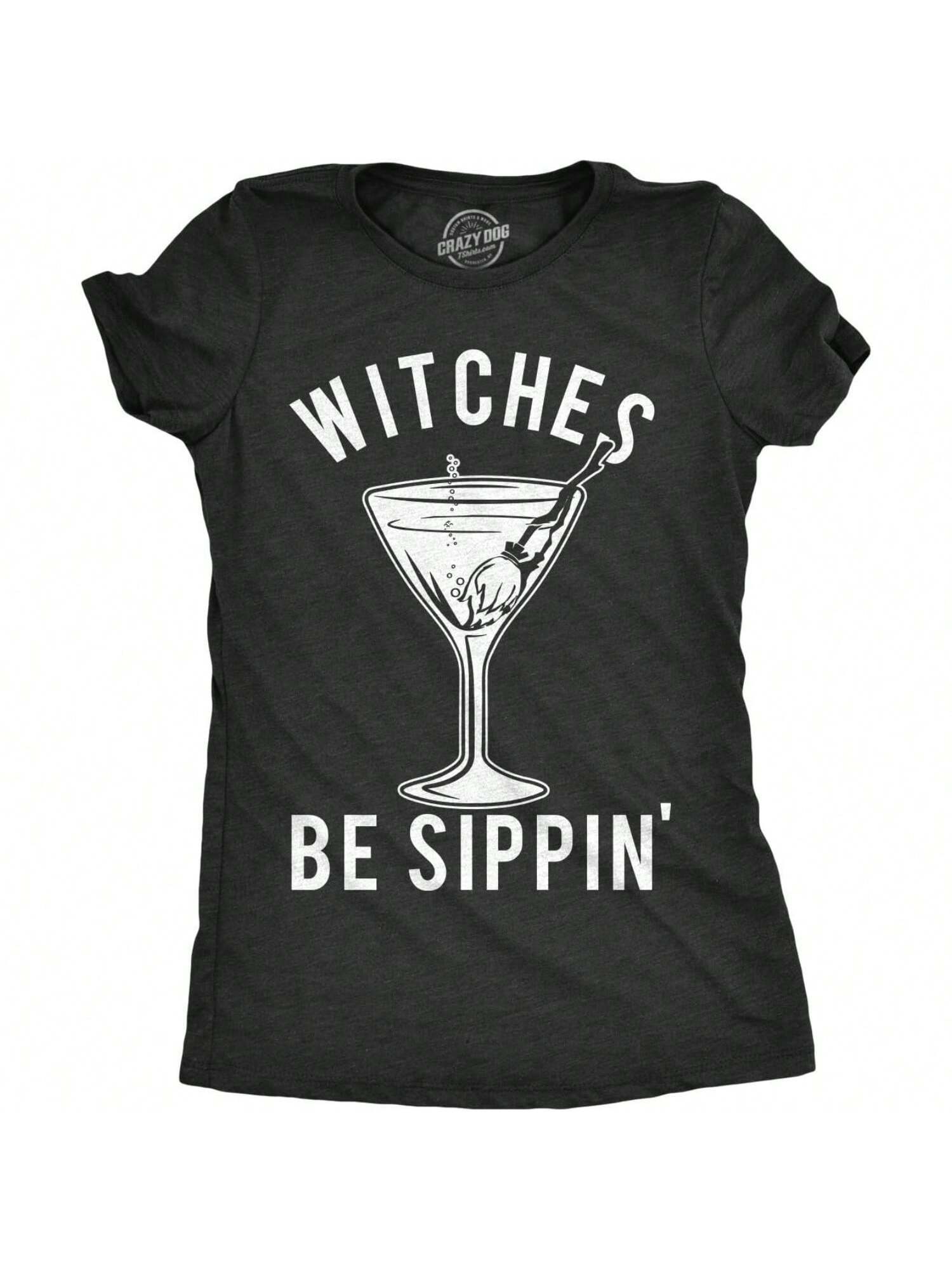 Wounisex Witches Be Sippin T Shirt Funny Halloween Party Drinking Tee For Ladies S разноцветный