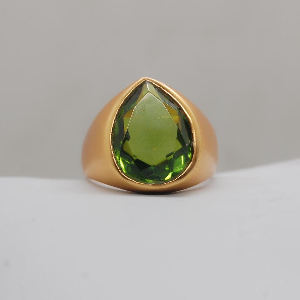 Pear Cut Green Peridot 925 Sterling Silver yellow gold fill ring jewelry, Handmade Peridot Ring