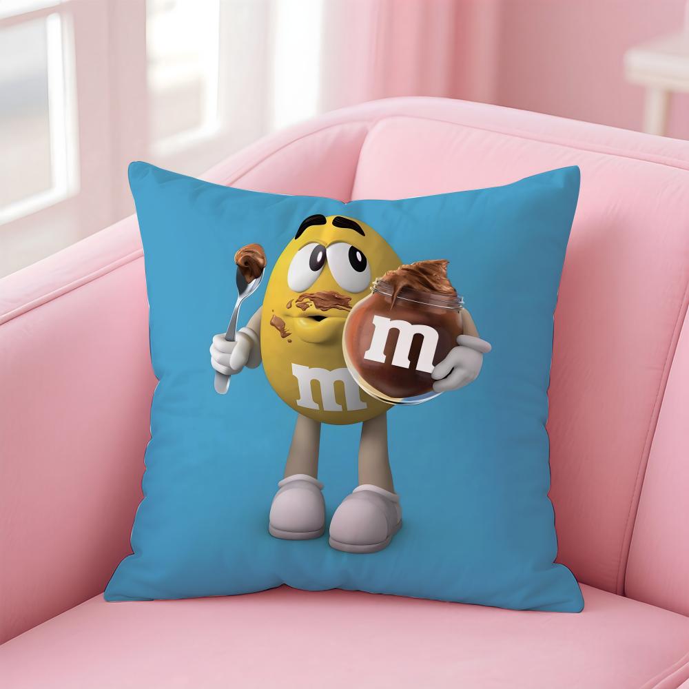 cartoon M-M&M's Cushion Cover Home & Car Multi-Scene Pillow Cover - Reversible, Soft & Durable for Daily Use
