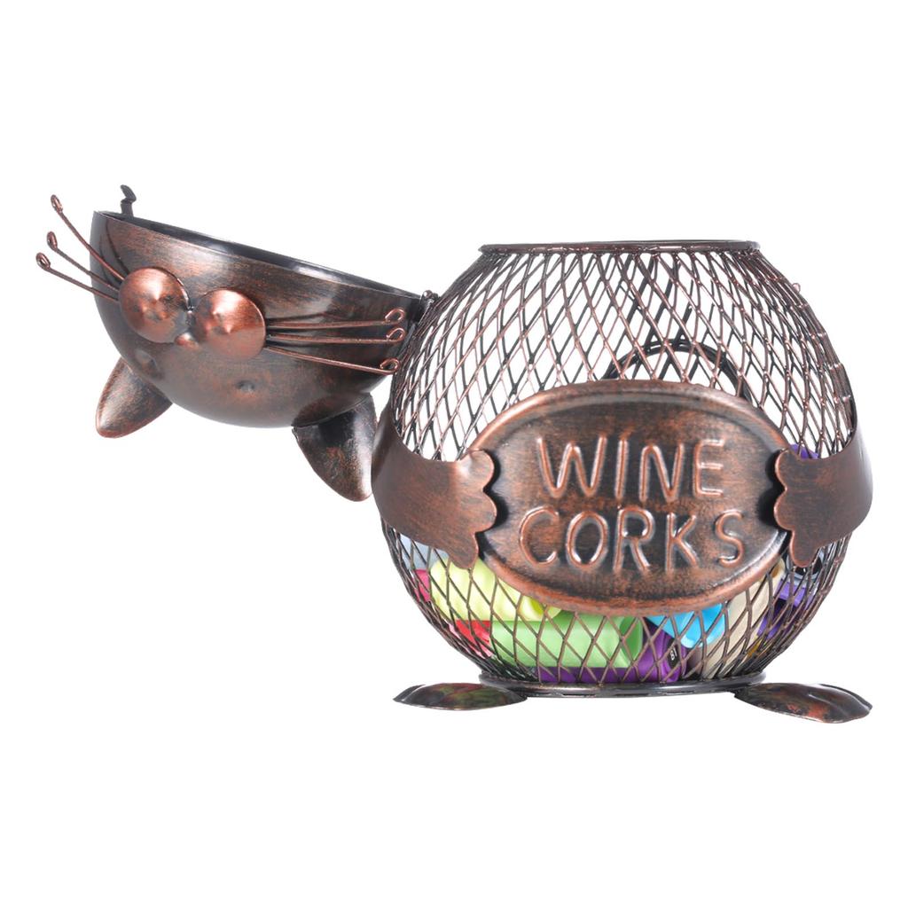 Kitten Wine Cork Container Tooarts Animal Ornament Creative Ornament Iron Art Practical Crafts Home Decoration Gift
