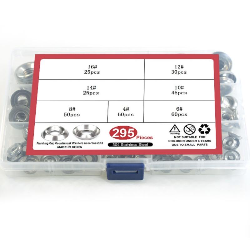 160/295Pcs Stainless Steel Conical Washer Replacement Countersunk Head Tapping Screw Washer Easy to Installation