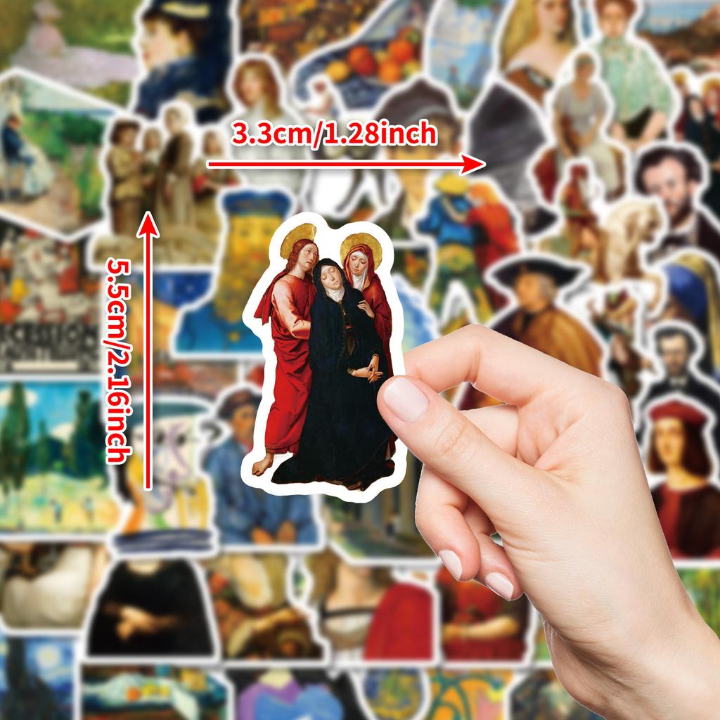 50 Oil Paintings Art Graffiti Stickers Various Famous Paintings Stickers Diy Water Cup Mobile Phone Case Skateboard