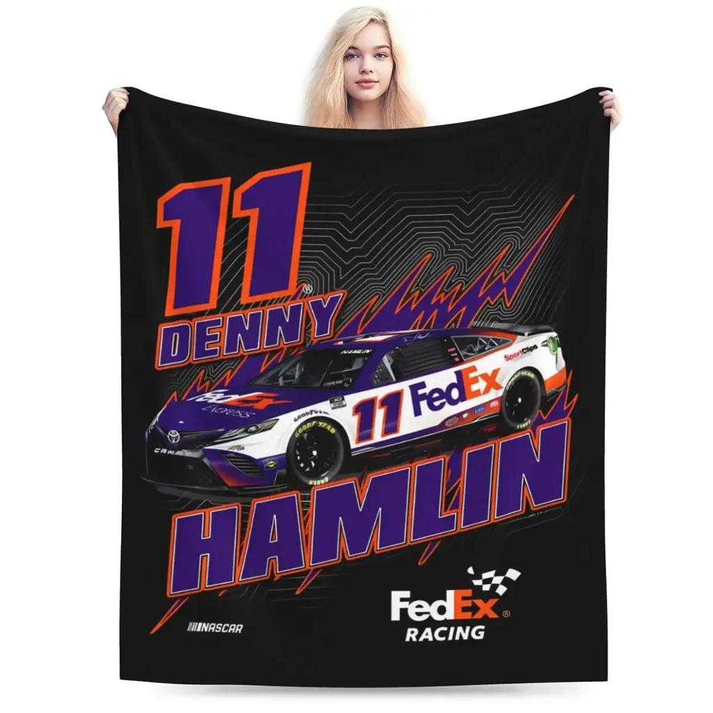 Denny Hamlin 11 All Season Fleece Blanket Throw Ultra Soft Flannel Blanket Digital Printed Premium Fluffy Microfiber Fleece