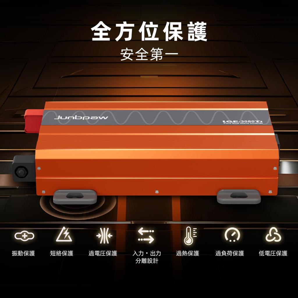 3080W Pure Sine Wave Inverter with GFCI Ground Fault Circuit 12V DC to AC 9000W Peak 5V USB and Wired Remote Control for and Solar Power Generation