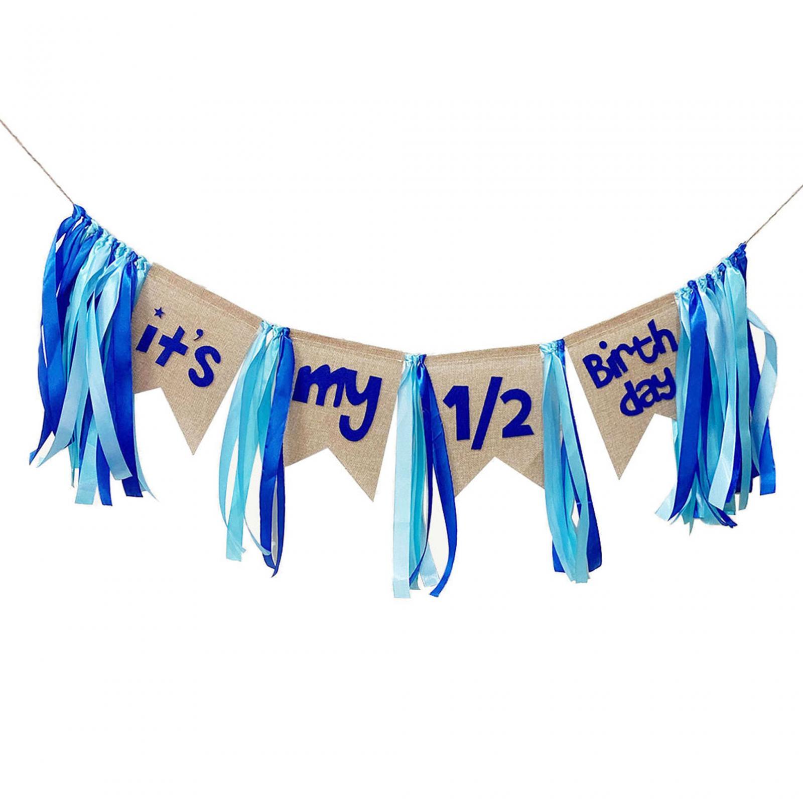 

High Chair Banner Half Way to First Banner Birthday Decoration for Birthday синий