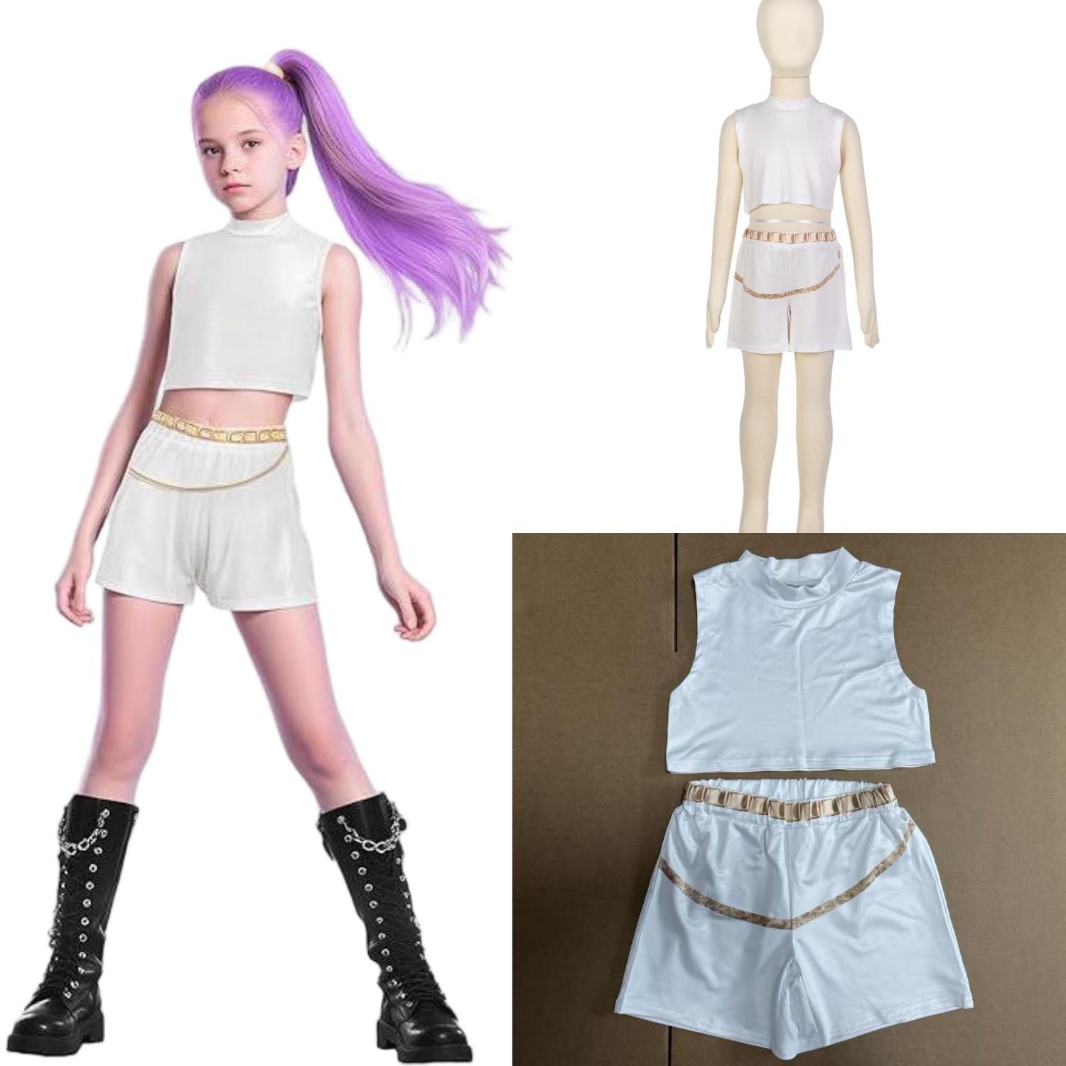 

Корейская поп-певица группа KPOP костюм для косплея для детей девочек карнавальная вечеринка Хэллоуин Рождество наряд для переодевания 120cm белый