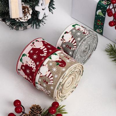5m Flax-Like Hemming Band Santa Claus Ribbon Decorative Craft Ribbon Santa Claus Craft Tape