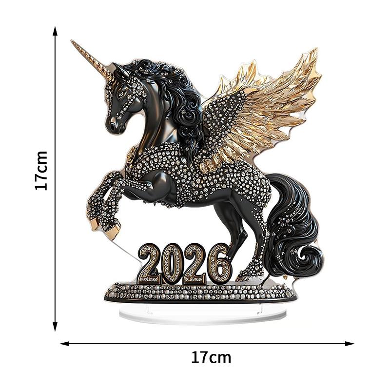 

2D Acrylic Ornament 2026 Year Of The Horse Desktop Decorate Miniature Statue Pony Festival Decor Home Office New Year Gift A7