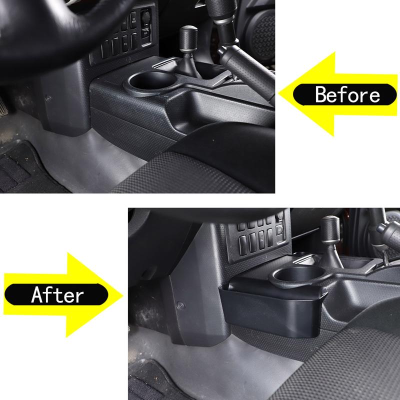 Car Gear Panel Side Storage Box Card Coin Organizer Tray For Toyota FJ Cruiser 2007- ABS Black Stowing Tidying
