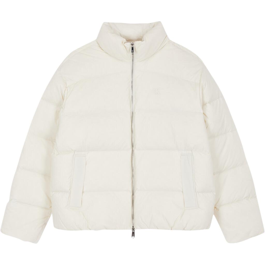 Calvin Klein Solid Color Loose Fit Stand Collar Zipper Down Long Sleeve Jacket Men Jacket White J400469YBI