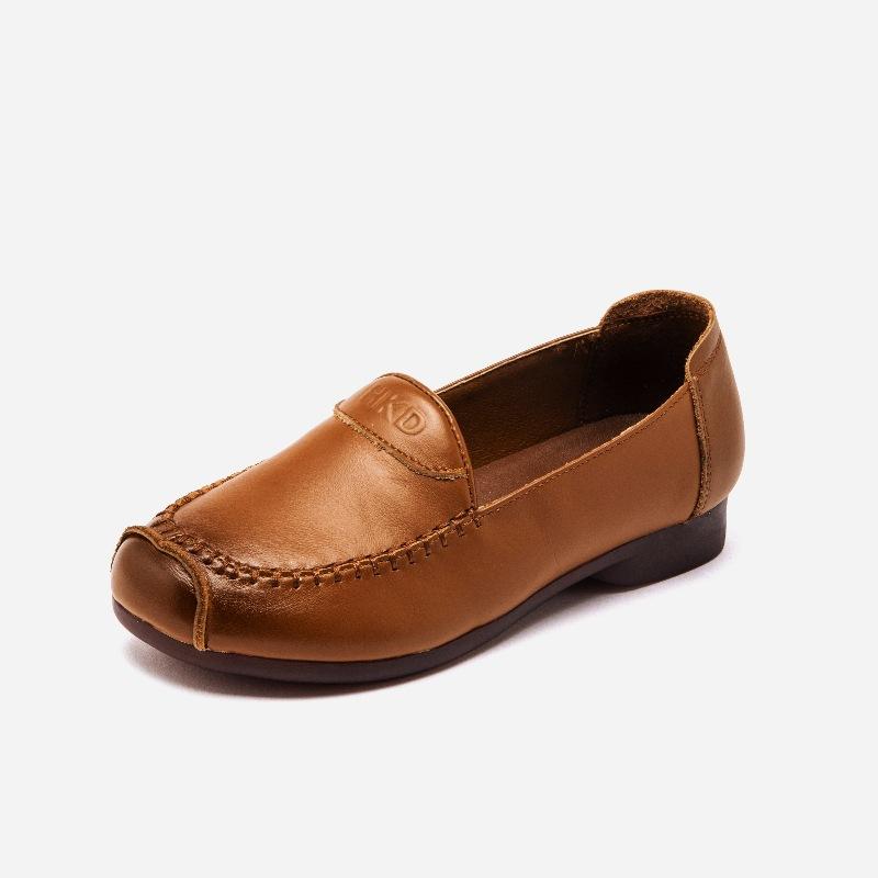 Fashion 2025 No Return or Exchange Retro First-layer Leather Mother Shoes Pu Leather Loafers Single Shoes, Comfortable Flats