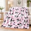 Kuromi Flannel Throw Blanket Soft Warm Cozy For Sofa Bed Indoor Home Bedroom Use