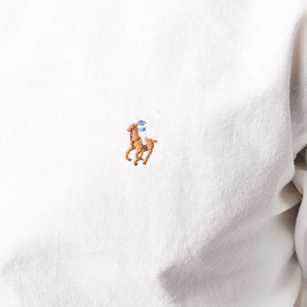 Polo Ralph Lauren Logo Print Solid Twill Point Collar Long Sleeve Shirt Men Shirts White 710795457-001