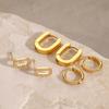 Youthway 18k Gold Color Stainless Steel White Rhinestone Geometric U-shaped Stud Earrings For Women Anti Allergic Jewelry Set