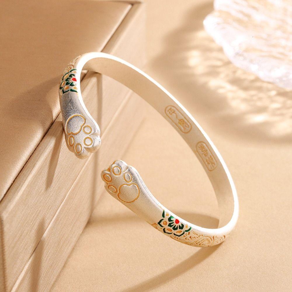 Traditional Chinese Style Opening Bracelet Cat Paw Women's Opening Bracelet  Jewelry Gifts