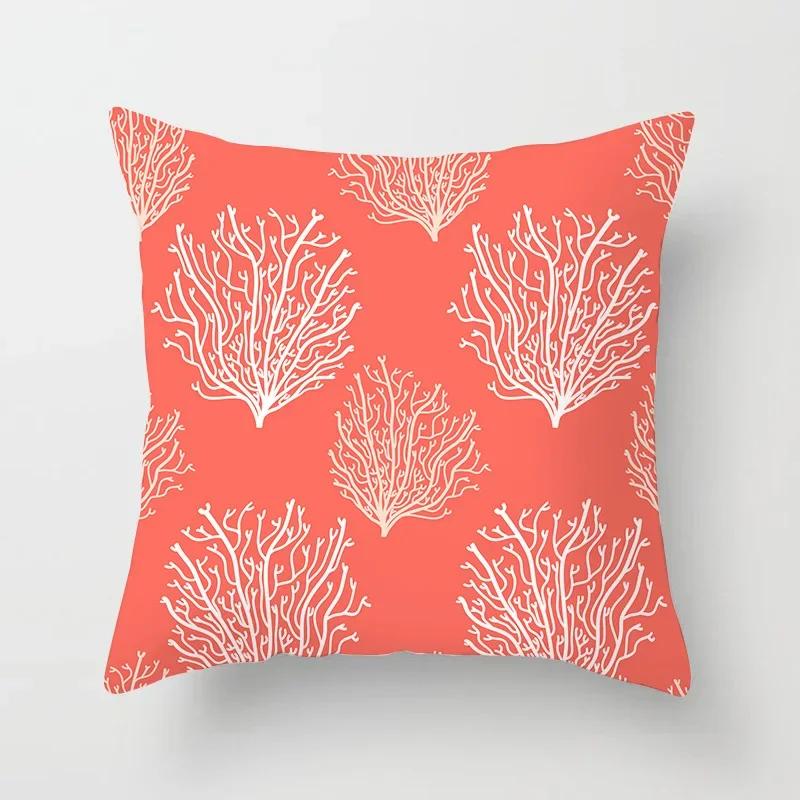 Modern Coral Red Cushion Covers Nordic Geometry Print Pillowcase Simple Pillowcase for Sofa Seats Livingroom Decorative 45*45cm