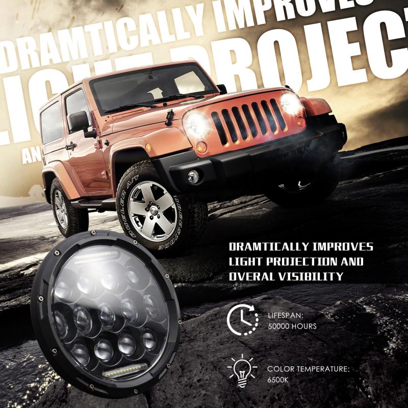 High Power H4/H13 7 Inch 300w Round LED Headlights Turn Signal Light White DRL