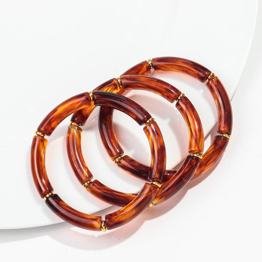 

Bohemia 3Pcs/Set Acrylic Bamboo Tubule Bracelet Set for Women Boho Elastic Thin Tube Beads Bracelet Bangle 2026 Design Jewelry