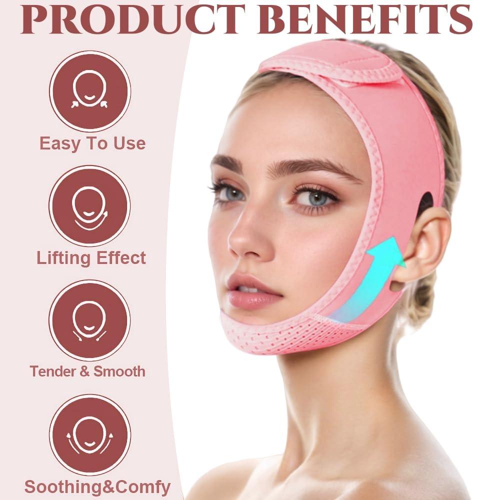 V-shaped lifting mask, chin strap for sleep, women's V-shaped lifting mask, facial slimming exerciser, pink (1 piece)