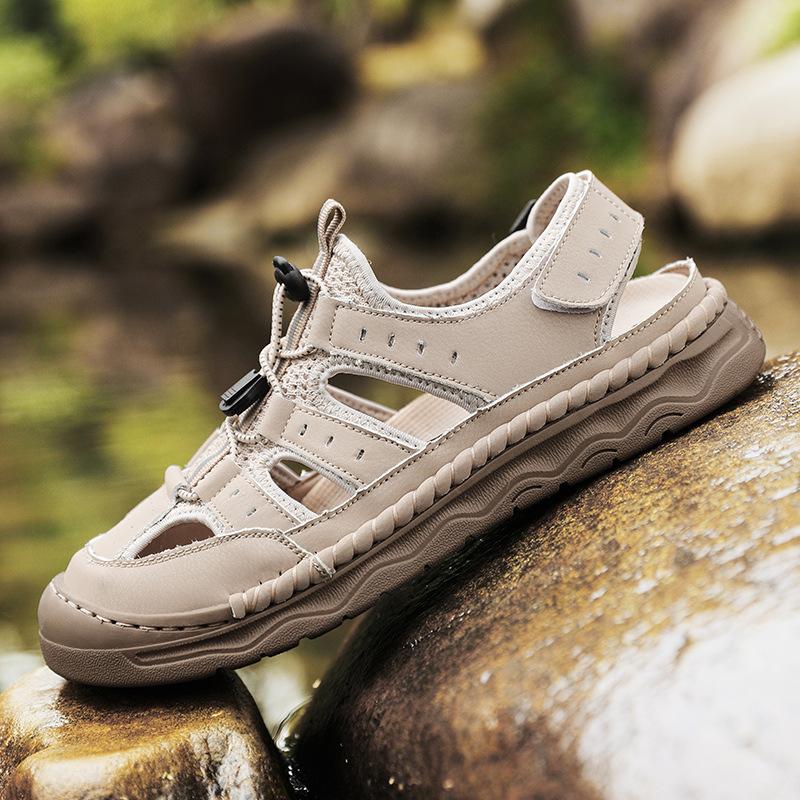 Sandals Men's Large Size Shoes Summer + Mesh, Stitched Shoes Men's Casual Breathable Men's Shoes