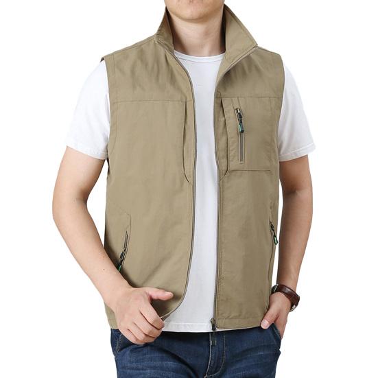 

Мужской жилет со стойкой, без рукавов, на молнии, однотонный XXL хаки
