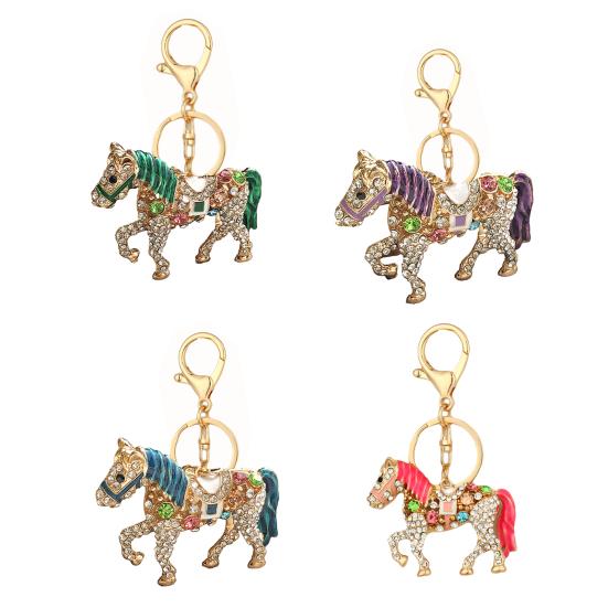 Keychain Pendant Sparkling Rhinestones Cartoon Horse Shape Key Chain Bag Wallet Phone Car Decoration