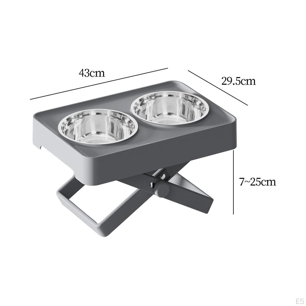 Adjustable Height Pet Feeder with Detachable Double Bowls - Modern Design