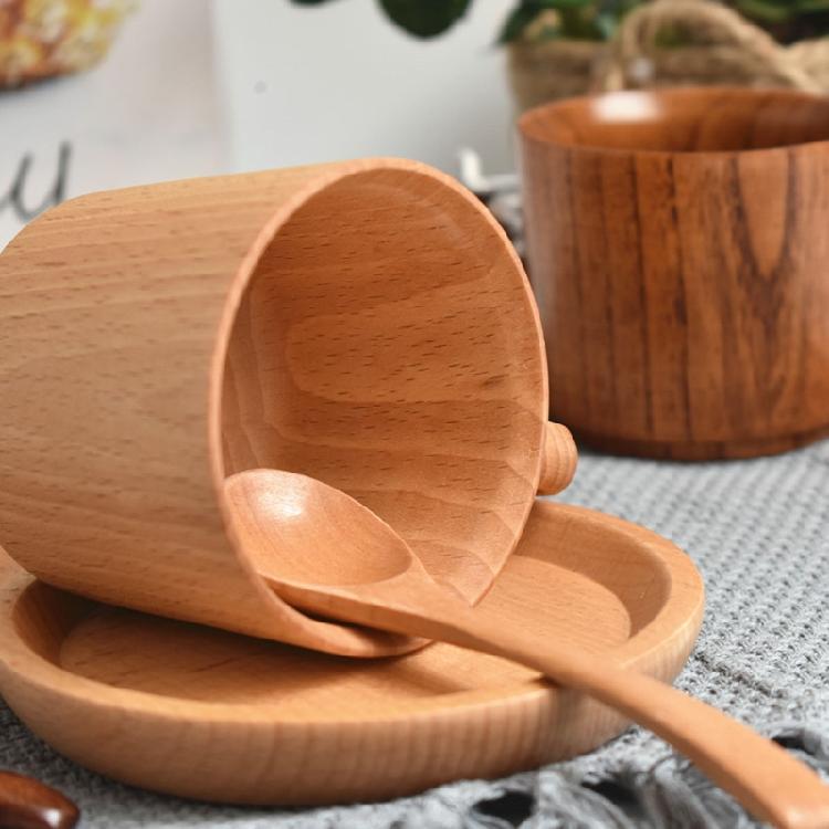 Wooden Mugs ECO Friendly Wood Drinking Cup with Handle for Coffee Tea Water Milk