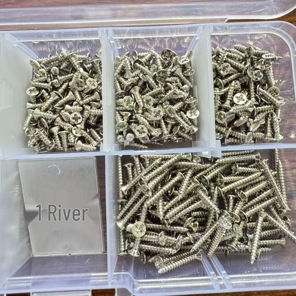 Karbon Çelik M2 Gümüş ve Siyah Havşa Başlı Kendinden Matkaplamalı Vidalar Seti, 800 ADET, Yıldız, 4-14 Boyut.