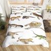 Lizard Duvet Cover Set Reptile Bedding Sets King Size for Boys Girls Toad Tropical Animal Purple Floral Exotic Comforter Cover