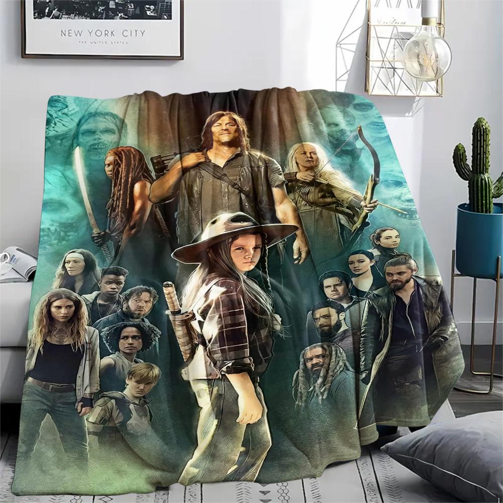 1PC The Walking Dead Print Flannel Blanket, High quality All Seasons, Home Decor, Warmth and Comfort, Perfect for Christmas Gifts