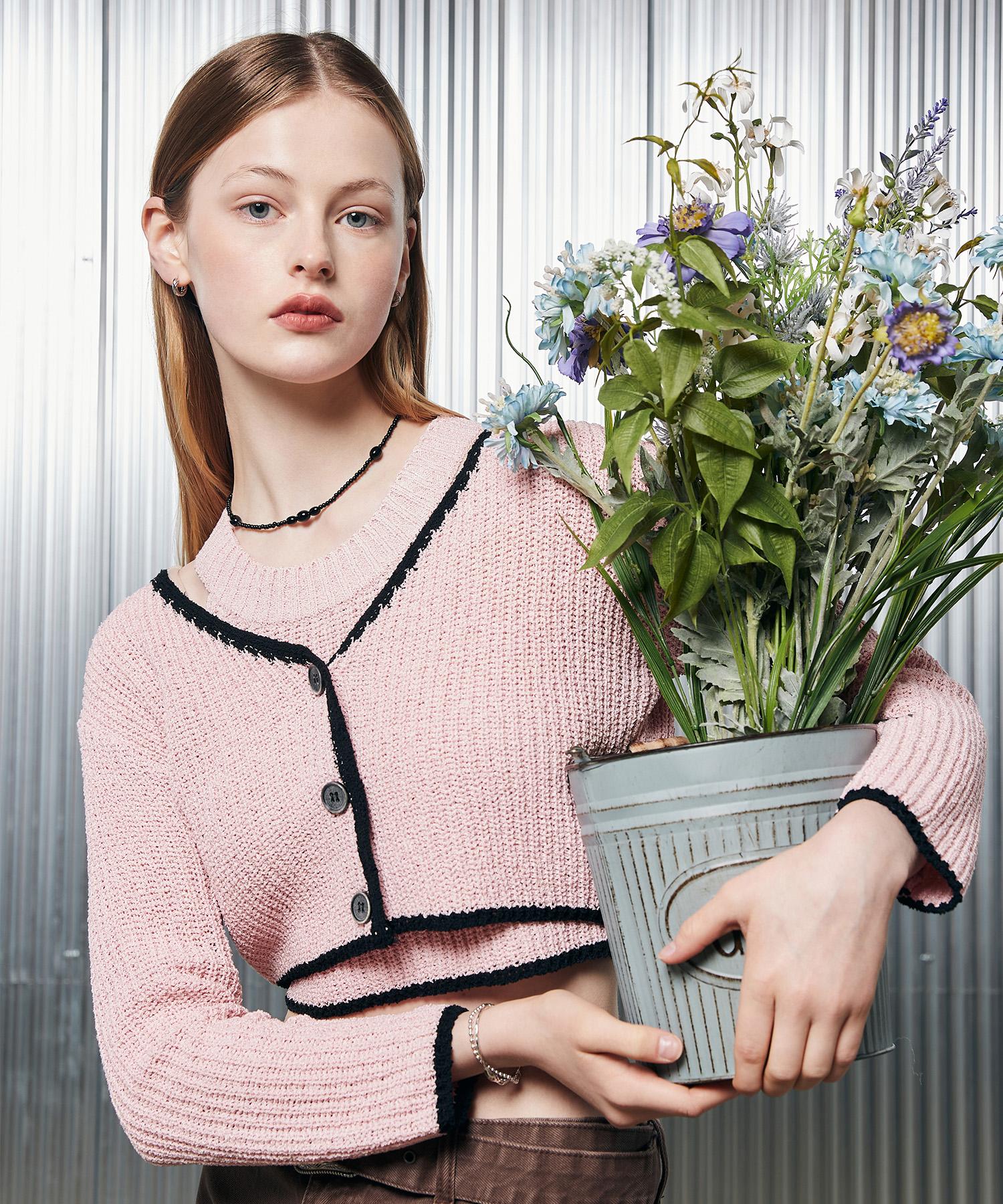 Lartigent L2 Line Cardigan Set(Pink) Pink/Free