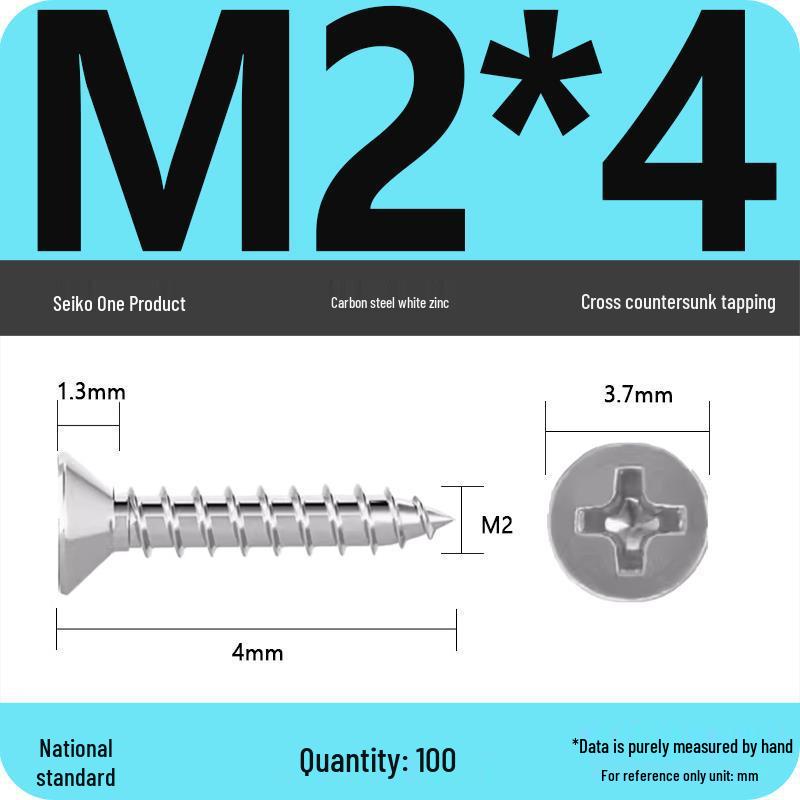 Iron Galvanized Phillips Flat Head Self-Tapping Screws - Countersunk M1 To M4