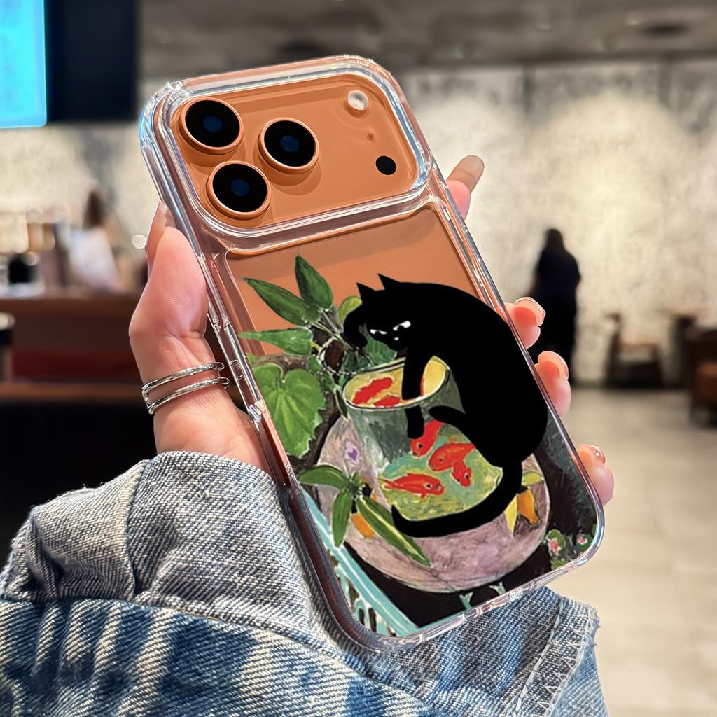 Cool Cat Transparent Case For iPhone 16 Pro 15 14 13 12 11 17 Pro Max 7 8 Plus XS 16E Silicone Shockproof Clear Soft Cases Cover