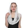 Embroidered Scarf for Church Shawl with Spanish Fringes Christian Veil Spanish Mantilla Lace Shawl Floral Women Handkerchief