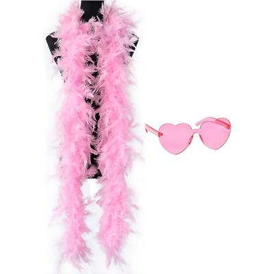 Bunte Federboas 1,8m Federboa für Damen zum Tanzen Hochzeitsparty Halloween, mit Herz-Sonnenbrille